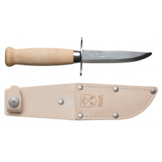 Kids knife Morakniv Scout 39 Safe, leather sheath and double finger guard, Natural