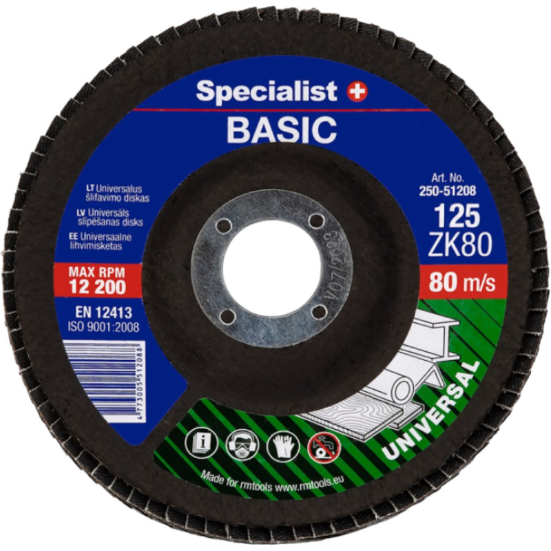 Specialist+ vēdekļveida slīpēšanas disks BASIC ZK80, 125 mm