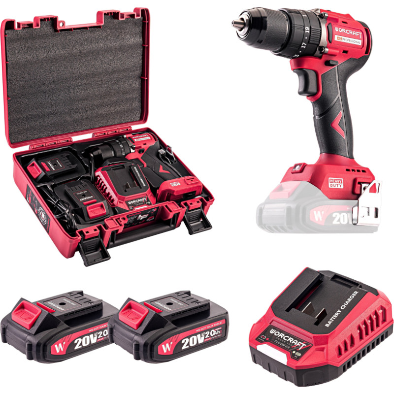 Worcraft Li-ion Cordless Driver / Drill 20V, 2x2.0Ah (BMC)