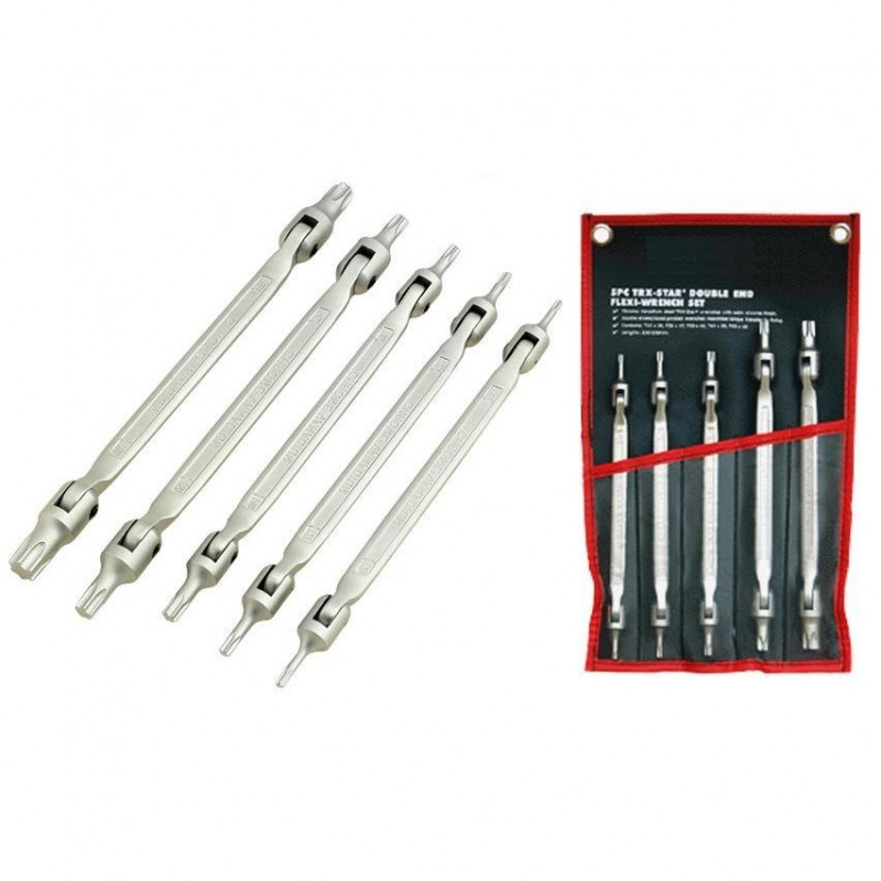 Ellient Tools Dubultās elastīgās galvas TORX uzgriežņu atslēgu komplekts 5gab.