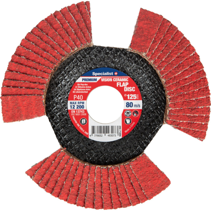 Specialist+ Atlokšņu slīpēšanas disks 125 mm, P40, Vision Ceramic PREMIUM, SPECIALIST+