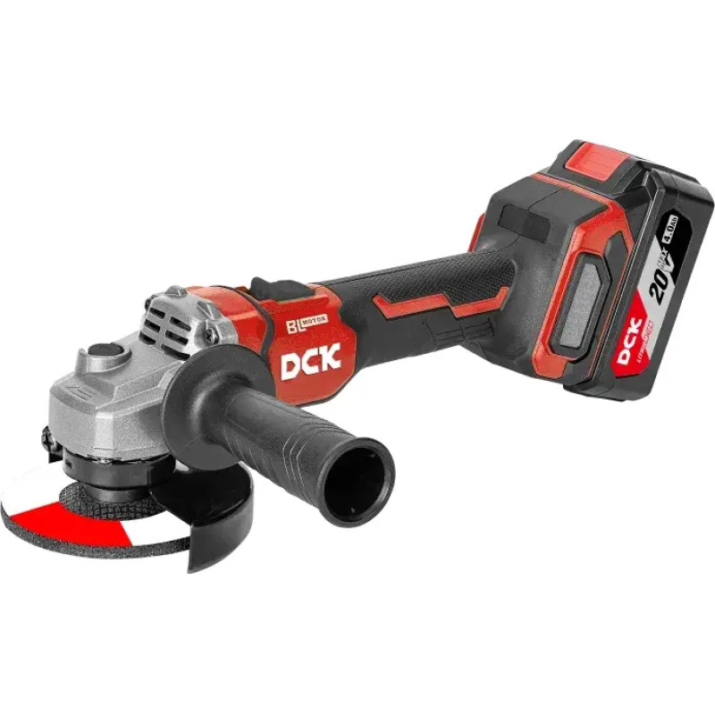 DCK Akumulatora bezoglīšu leņķa slīpmašīna 125 mm, 20V, KDSM08-125FK, DCK (2 × 5,0Ah akumulatori, lādētājs)