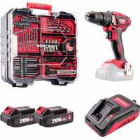 Worcraft Li-ion Cordless Driver / Drill 20V with accesory kit 74pcs, 2x2.0Ah