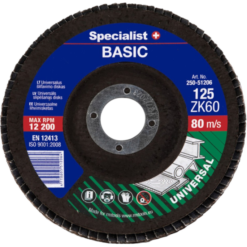 Specialist+ vēdekļveida slīpēšanas disks BASIC ZK60, 125 mm