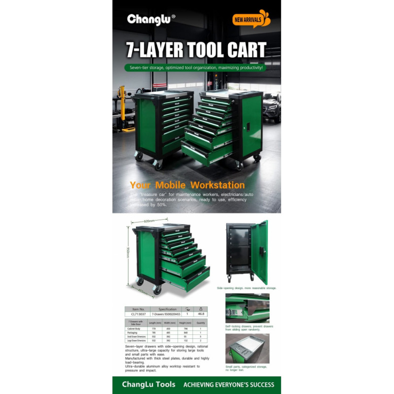 Changlu  Roller cabinet 7 drawers with side door