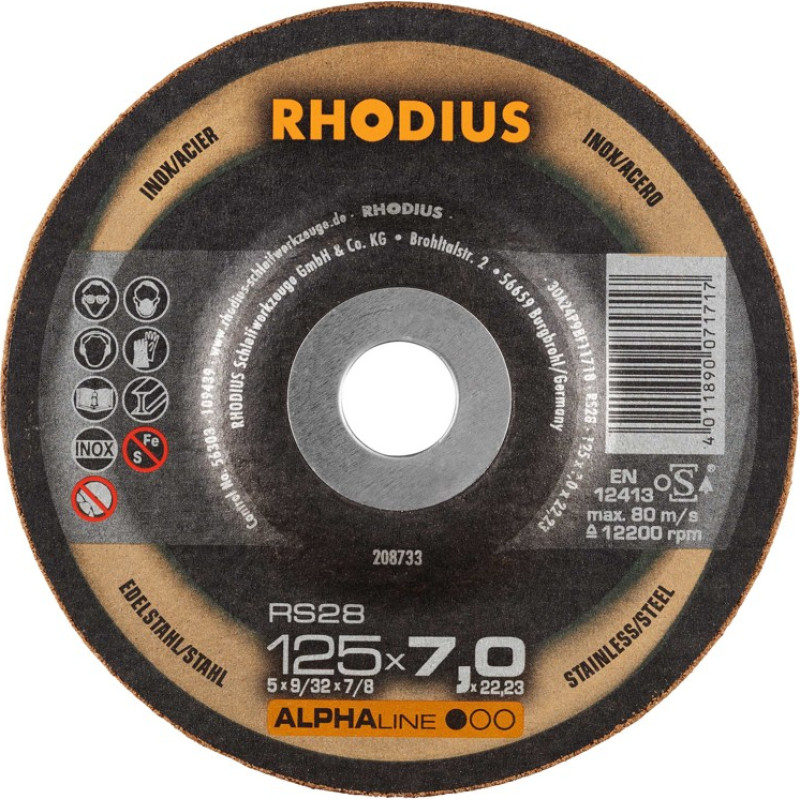 Rhodius Slīpēšanas disks Rhodius 125x7,0x22,23
