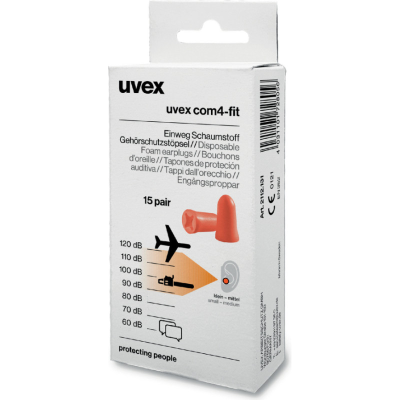 Uvex Ausu aizbāžņi UVEX Com4-fit SNR, 33 dB, 15 pāri