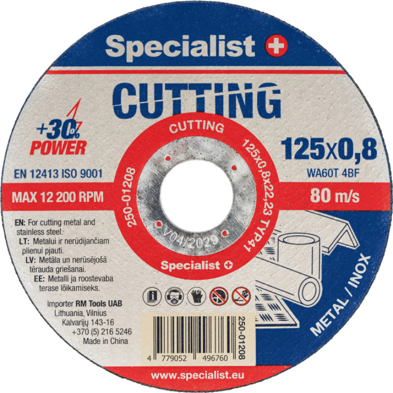 Specialist+ metāla griešanas disks CUTTING, 125x0,8x22 mm