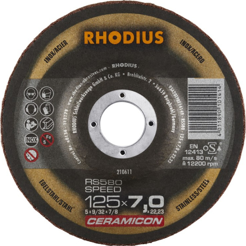 Rhodius Slīpēšanas disks Rhodius 125x7,0x22,23