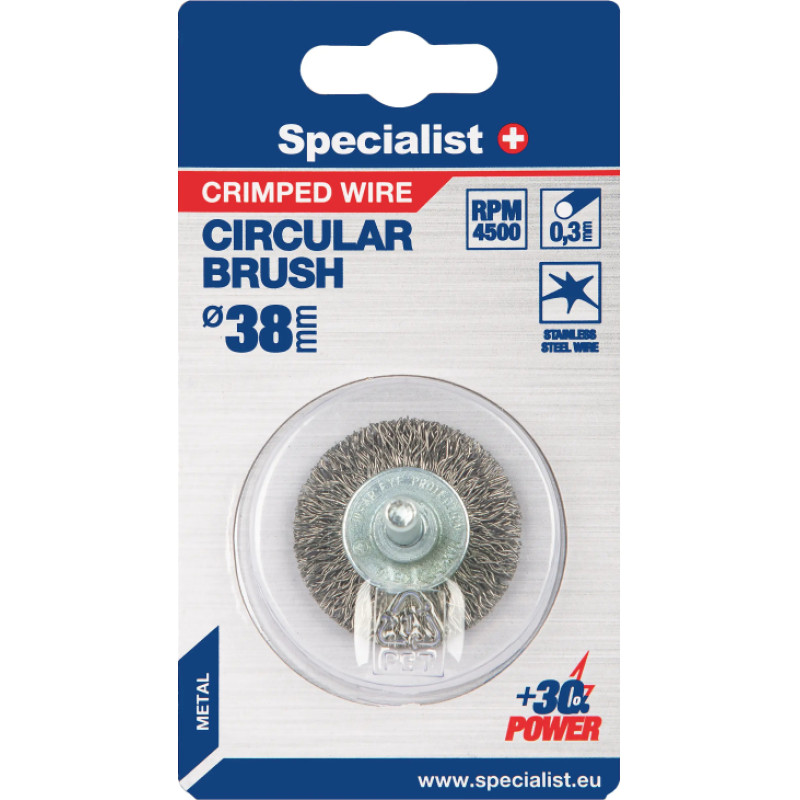 Specialist Vielinis šlifavimo diskas, tiesios vielos, su koteliu 38 mm.  SPECIALIST +