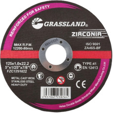 Grassland Cut-off wheel. Flat. Stainless steel / Zirkonia 125x1.0x22.2 41 type