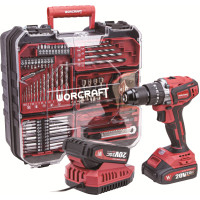 Worcraft Li-ion Cordless Driver / Drill WORCRAFT 20V with accesory kit 78pcs, 2x2.0Ah