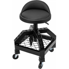 Adjustable garage shop stool with backrest