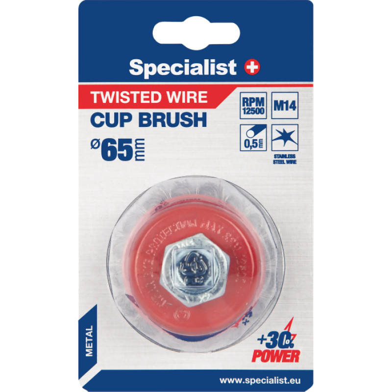 Specialist Nerūdijančio plieno vielos šepetys 65 mm. M14, SPECIALIST +