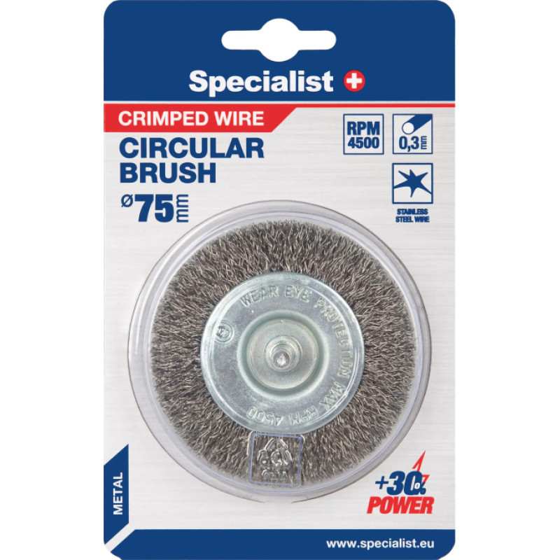 Specialist Vielinis šlifavimo diskas, tiesios vielos, su koteliu 75 mm.  SPECIALIST +