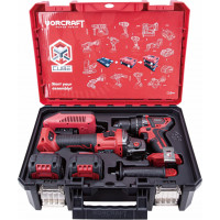 Worcraft Li-ion trieciena akumulatora urbjmašīna un leņķa slīpmašīna komplekts XCUBE kastē