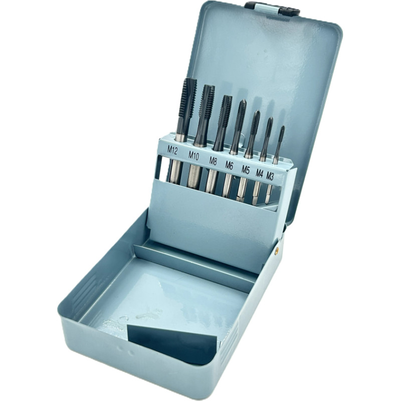 Taps set M3-M12 with TiAlN coat 7pcs, HSS M35 HSS4341