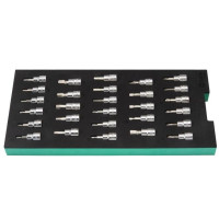 Sata Tray. 3/8'' bit sockets set 28pcs (pl./PH/PZ/HEX/torx)