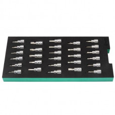 Sata Tray. 3/8'' bit sockets set 28pcs (pl./PH/PZ/HEX/torx)