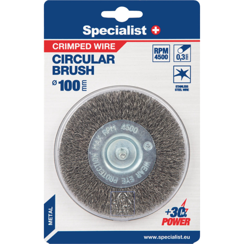 Specialist Vielinis šlifavimo diskas, tiesios vielos, su koteliu 100 mm.  SPECIALIST +