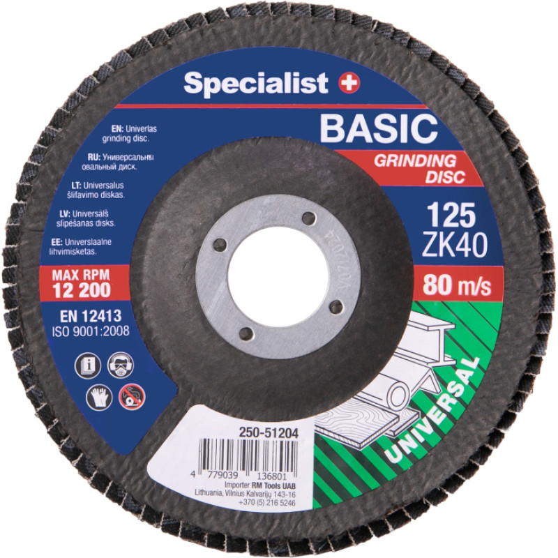 Specialist + vēdekļveida slīpēšanas disks BASIC ZK40, 125 mm