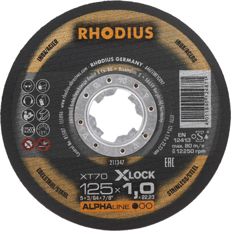 Rhodius Met.pj. diskas XT70 125x1,5x22 X-LOCK