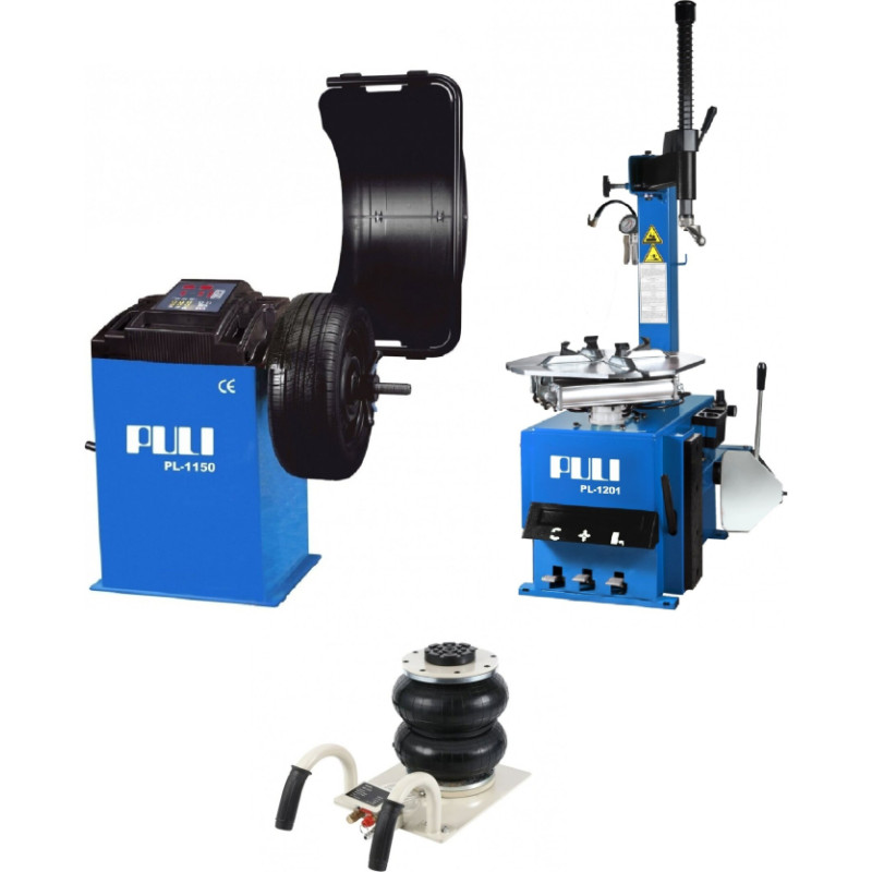 Puli Tyre changer and balancer set + Air jack 2t