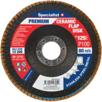 Specialist+ Atlokšņu slīpēšanas disks 125 mm, P100, Keramiskais PREMIUM, SPECIALIST+