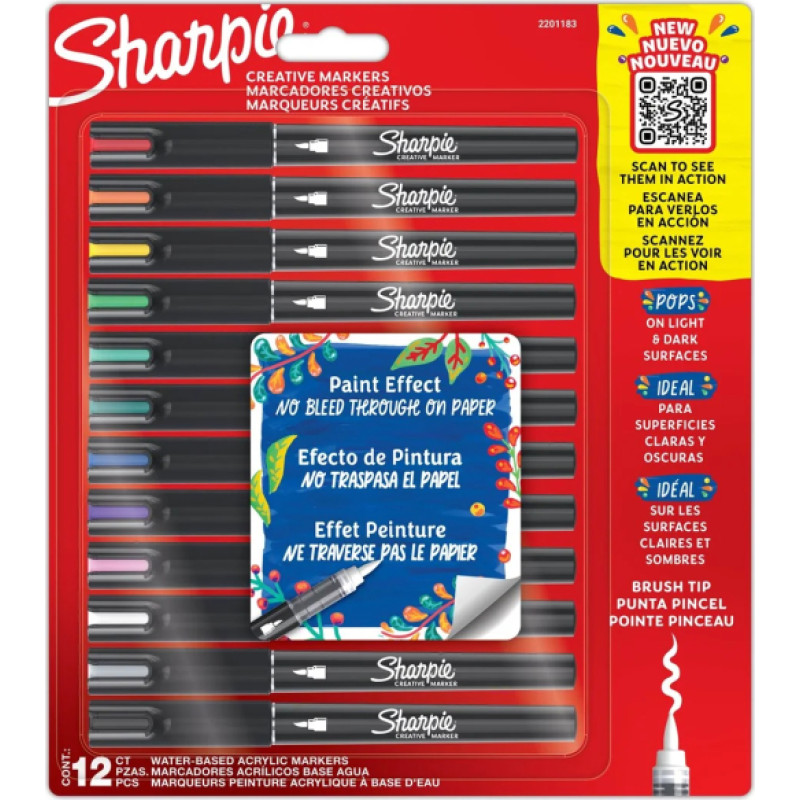 Sharpie Akrila radošie marķieri, uz ūdens bāzes, 12 gab., SHARPIE