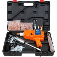 Punktmetināšanas iekārta un iespiedumu stienis plastmasas kastē