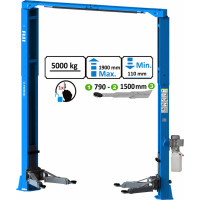 Puli Two post clear floor type lift with single side lock release(asymetric columns) 5t, 380V