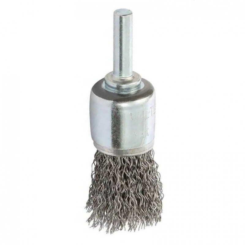 End brush, crimped wire brush with shaft 25mm stainless steel