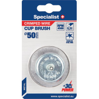 Specialist Vielinė šlifavimo taurė, tiesios vielos, su koteliu 50 mm.  SPECIALIST +