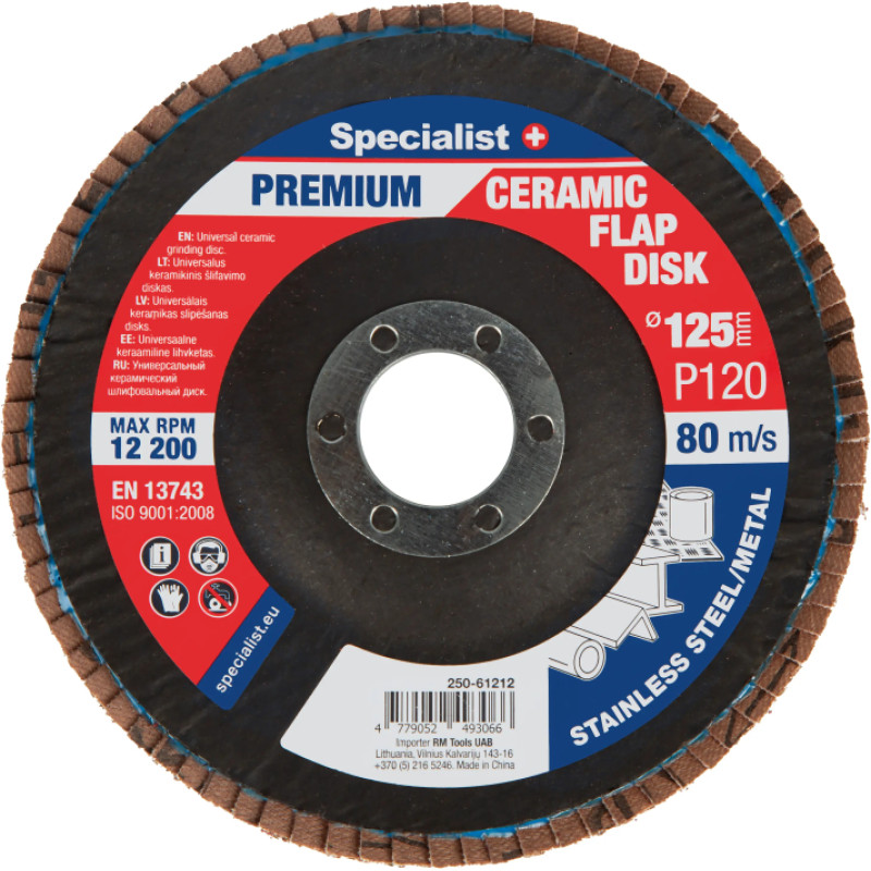 Specialist+ Atlokšņu slīpēšanas disks 125 mm, P120, Keramiskais PREMIUM, SPECIALIST+