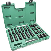 Sata 1/2" Dr. Plānas sienas standarta un dziļas trieciena ligzdas komplekts (10-24 mm) (26 gab.)