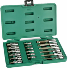 Sata 1/4" + 1/2" Dr. Bit socket set (SPLINE) 18pcs.