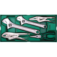 Sata Paplāte. Regulējamas uzgriežņu atslēgas un knaibles komplekts 5gab.