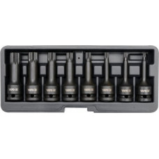 Yato 1/2" Dr. Deep bit socket impact set (SPLINE) 8pcs.