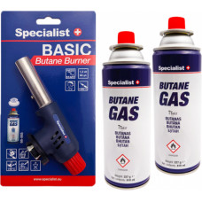 Газовая паяльная лампа Specialist+ пьезо 1300°C с бутановым газом 2x227г