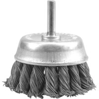 Vītā mezgla stiepļu kausu birste ar kātu, 65mm