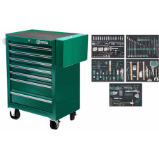 Rullīšu skapis S95107 ar instrumentu komplekta paliktņiem, 249gab (5 paplātes)