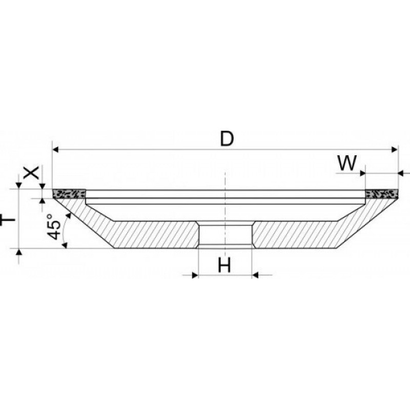 Dimanta slīpripa 12M2-45 125X18X6X5X32 160/125